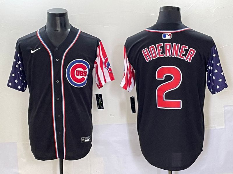 Men 2025 Chicago Cubs #2 Hoerner Black a generation of national flags Joint Name Nike MLB Jersey style 1->chicago cubs->MLB Jersey